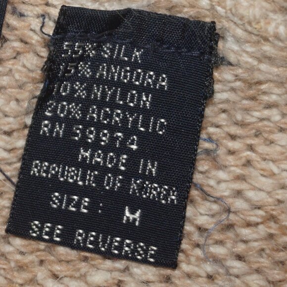 Vintage 80s Fisherman Knit Silk Angora Sweater - Picture 7 of 7